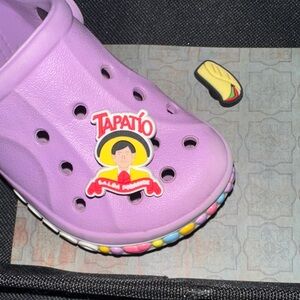 JIBBITZ. CROC CHARMS. Two food items. YUM. Baby Croc not included.